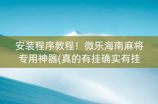 安装程序教程！微乐海南麻将专用神器(真的有挂确实有挂)