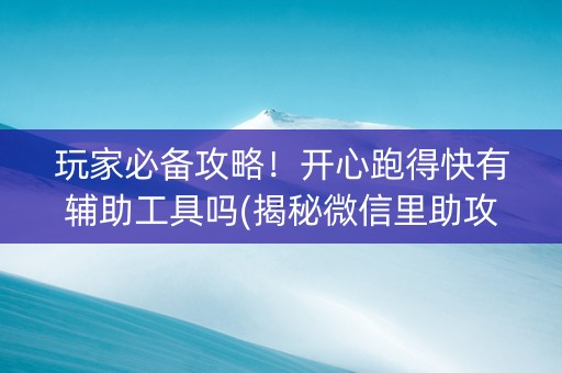 玩家必备攻略！开心跑得快有辅助工具吗(揭秘微信里助攻神器)