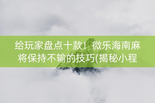 给玩家盘点十款！微乐海南麻将保持不输的技巧(揭秘小程序提高赢的概率)