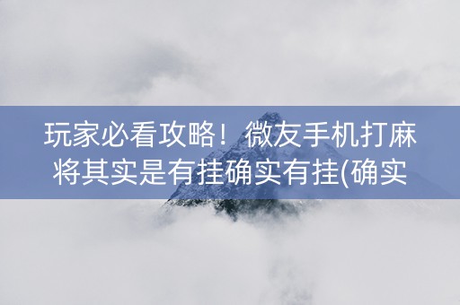 玩家必看攻略！微友手机打麻将其实是有挂确实有挂(确实是有挂)