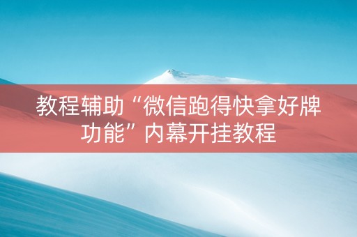 教程辅助“微信跑得快拿好牌功能”内幕开挂教程