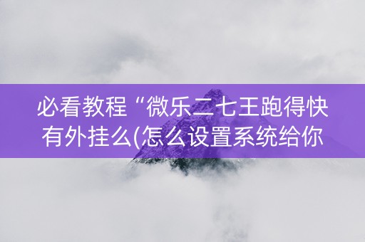 必看教程“微乐二七王跑得快有外挂么(怎么设置系统给你好牌)