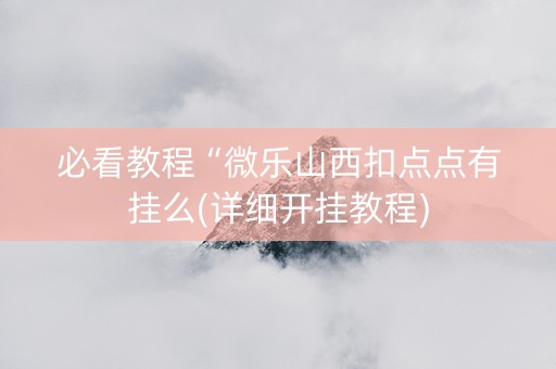 必看教程“微乐山西扣点点有挂么(详细开挂教程)