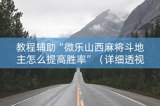 教程辅助“微乐山西麻将斗地主怎么提高胜率”（详细透视教程）-哔哩哔哩