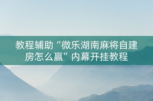 教程辅助“微乐湖南麻将自建房怎么赢”内幕开挂教程