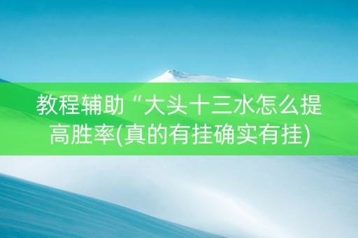 教程辅助“大头十三水怎么提高胜率(真的有挂确实有挂)