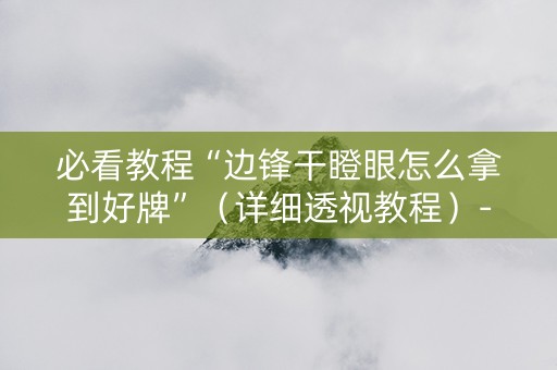 必看教程“边锋干瞪眼怎么拿到好牌”（详细透视教程）-哔哩哔哩