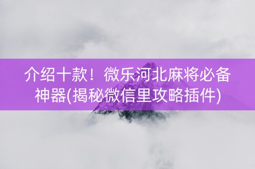 介绍十款！微乐河北麻将必备神器(揭秘微信里攻略插件)