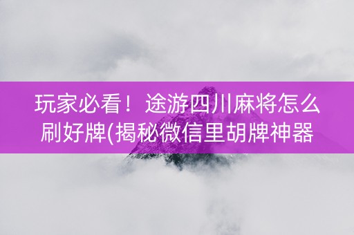 玩家必看！途游四川麻将怎么刷好牌(揭秘微信里胡牌神器)