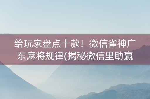 给玩家盘点十款！微信雀神广东麻将规律(揭秘微信里助赢神器购买)