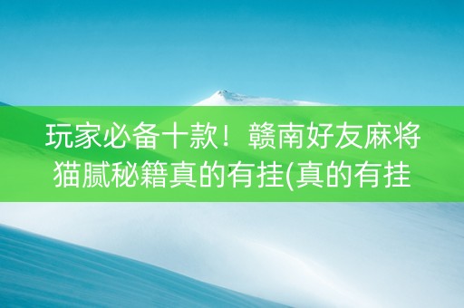 玩家必备十款！赣南好友麻将猫腻秘籍真的有挂(真的有挂)