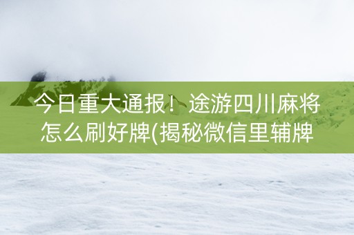 今日重大通报！途游四川麻将怎么刷好牌(揭秘微信里辅牌器)