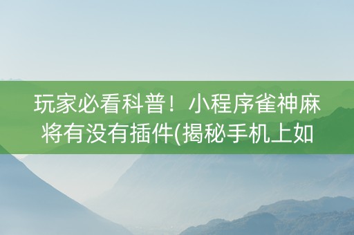 玩家必看科普！小程序雀神麻将有没有插件(揭秘手机上如何让牌变好)