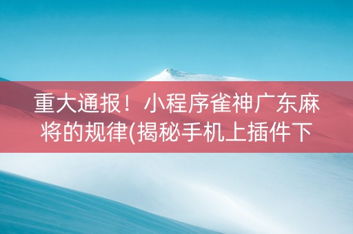 重大通报！小程序雀神广东麻将的规律(揭秘手机上插件下载)