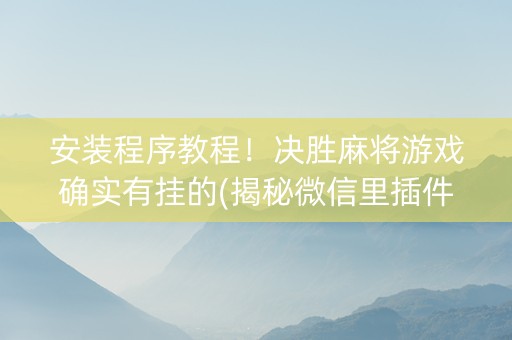 安装程序教程！决胜麻将游戏确实有挂的(揭秘微信里插件下载)