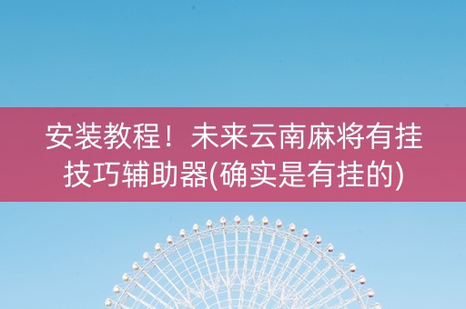 安装教程！未来云南麻将有挂技巧辅助器(确实是有挂的)