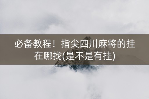 必备教程！指尖四川麻将的挂在哪找(是不是有挂)