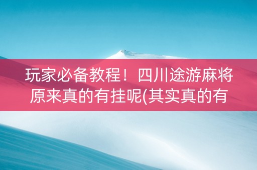 玩家必备教程！四川途游麻将原来真的有挂呢(其实真的有挂)