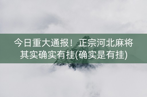 今日重大通报！正宗河北麻将其实确实有挂(确实是有挂)