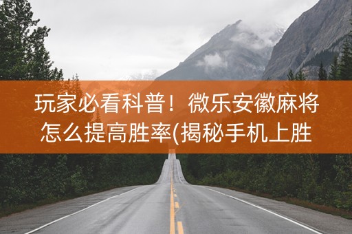 玩家必看科普！微乐安徽麻将怎么提高胜率(揭秘手机上胜率到哪调)