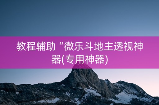 教程辅助“微乐斗地主透视神器(专用神器)