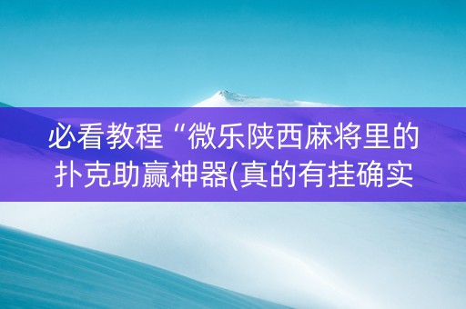 必看教程“微乐陕西麻将里的扑克助赢神器(真的有挂确实有挂)