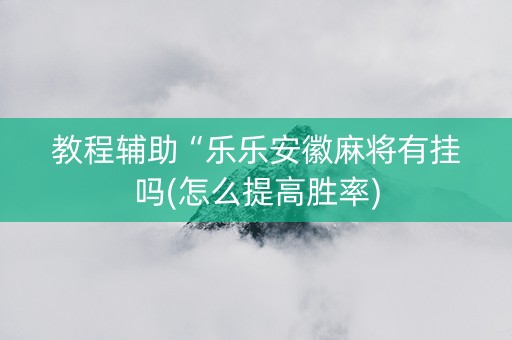 教程辅助“乐乐安徽麻将有挂吗(怎么提高胜率)