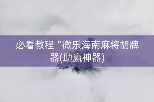 必看教程“微乐海南麻将胡牌器(助赢神器)