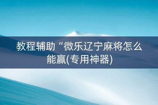 教程辅助“微乐辽宁麻将怎么能赢(专用神器)