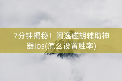 7分钟揭秘！闲逸碰胡辅助神器ios(怎么设置胜率)