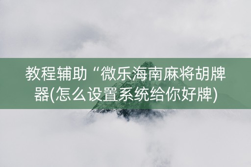 教程辅助“微乐海南麻将胡牌器(怎么设置系统给你好牌)