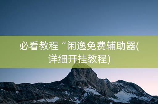 必看教程“闲逸免费辅助器(详细开挂教程)