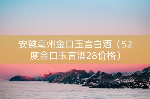 安徽亳州金口玉言白酒（52度金口玉言酒28价格）