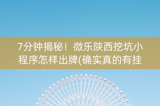 7分钟揭秘！微乐陕西挖坑小程序怎样出牌(确实真的有挂)