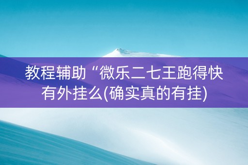 教程辅助“微乐二七王跑得快有外挂么(确实真的有挂)