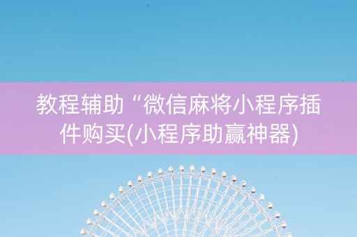 教程辅助“微信麻将小程序插件购买(小程序助赢神器)