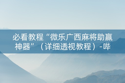 必看教程“微乐广西麻将助赢神器”（详细透视教程）-哔哩哔哩