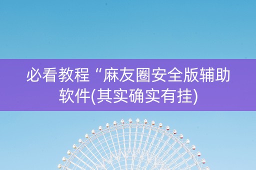 必看教程“麻友圈安全版辅助软件(其实确实有挂)