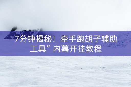 7分钟揭秘！牵手跑胡子辅助工具”内幕开挂教程