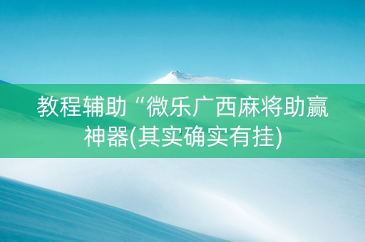 教程辅助“微乐广西麻将助赢神器(其实确实有挂)