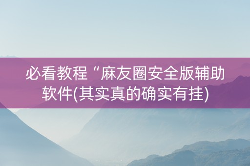 必看教程“麻友圈安全版辅助软件(其实真的确实有挂)