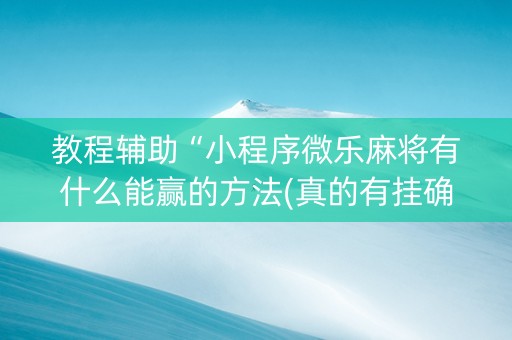 教程辅助“小程序微乐麻将有什么能赢的方法(真的有挂确实有挂)