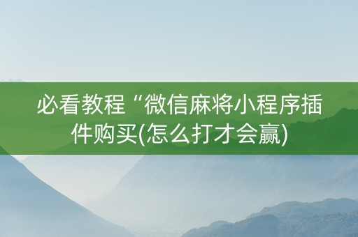 必看教程“微信麻将小程序插件购买(怎么打才会赢)