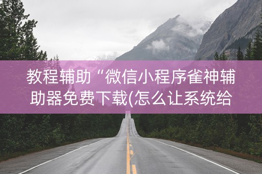 教程辅助“微信小程序雀神辅助器免费下载(怎么让系统给发好牌)