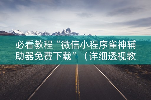 必看教程“微信小程序雀神辅助器免费下载”（详细透视教程）-哔哩哔哩