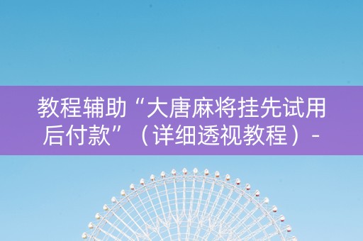 教程辅助“大唐麻将挂先试用后付款”（详细透视教程）-哔哩哔哩