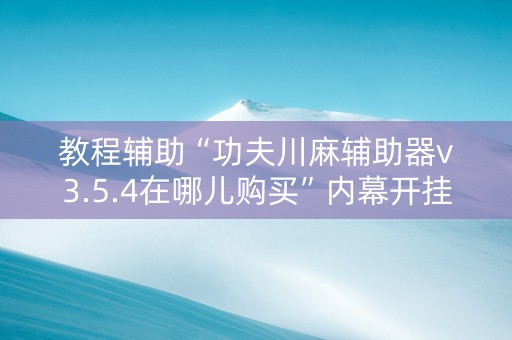 教程辅助“功夫川麻辅助器v3.5.4在哪儿购买”内幕开挂教程