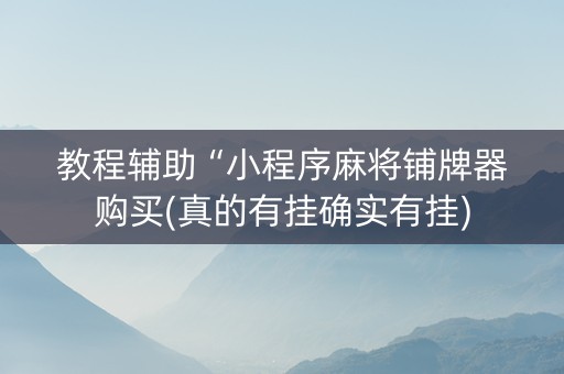 教程辅助“小程序麻将铺牌器购买(真的有挂确实有挂)