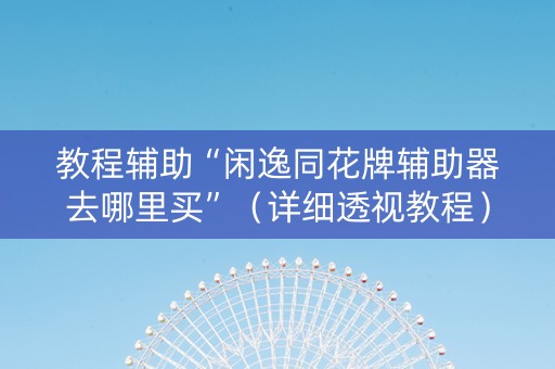 教程辅助“闲逸同花牌辅助器去哪里买”（详细透视教程）-哔哩哔哩