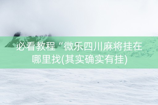 必看教程“微乐四川麻将挂在哪里找(其实确实有挂)